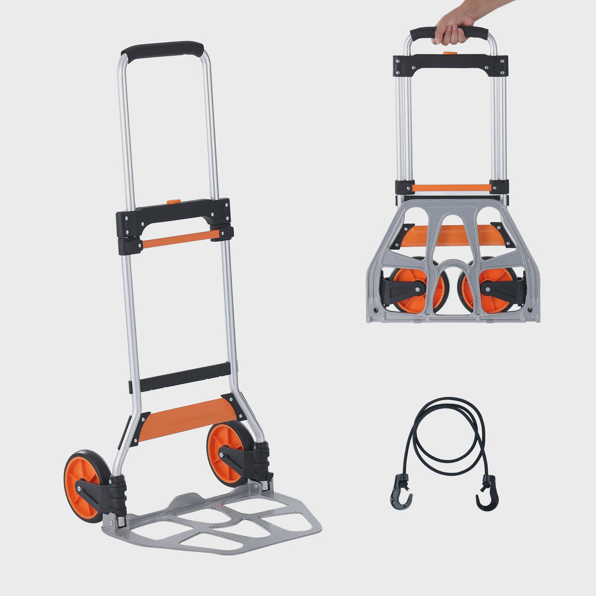 Opvouwbare Transportkar met Telescopische Handgreep en Spanband - Max 140 kg