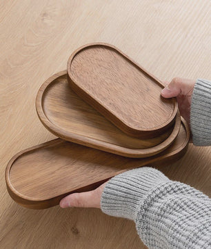 Set Ovalen Houten Serveerschalen - Stijlvol en Duurzaam