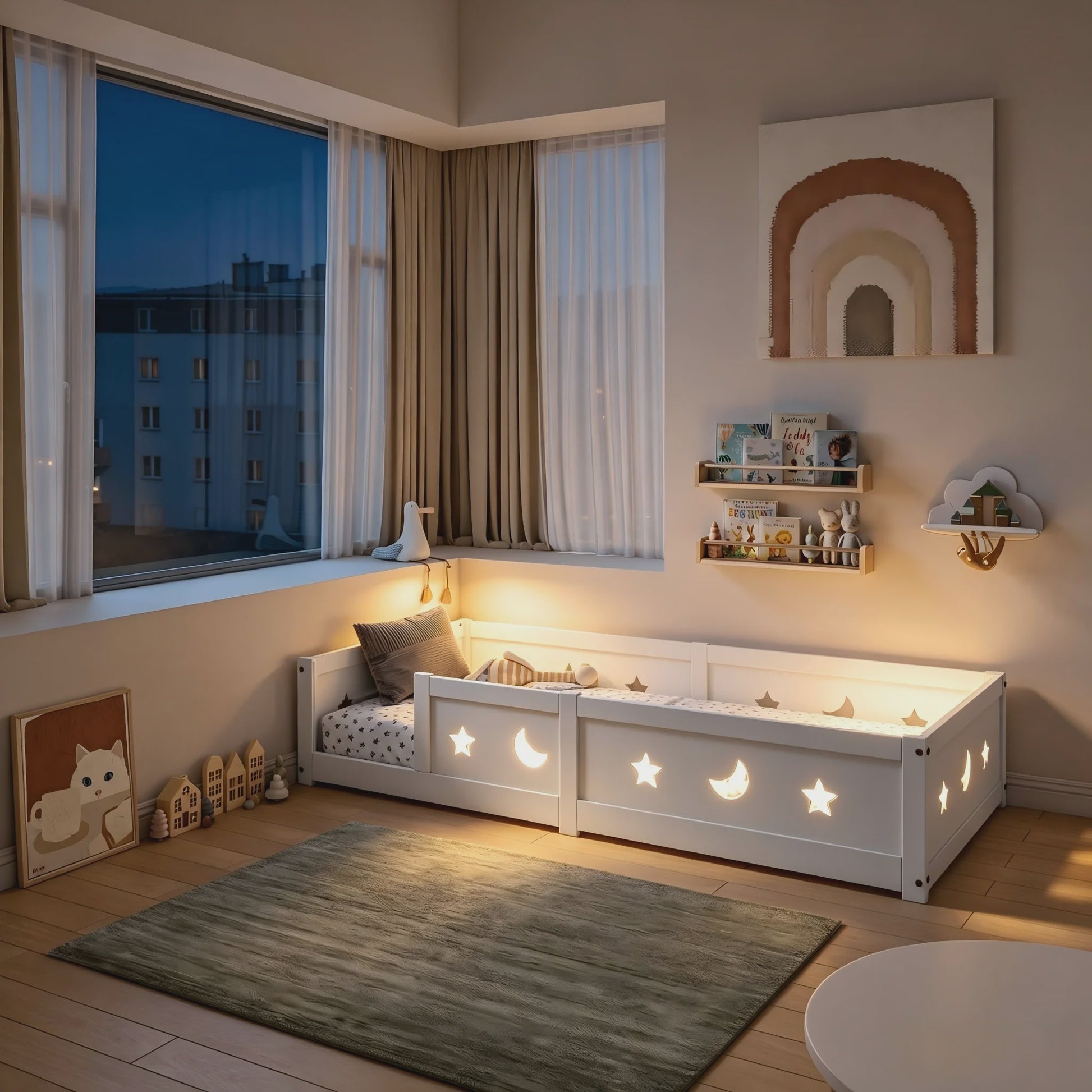 Montessori Houten Kinderbed met Valbeveiliging - Scandinavisch Design - Veilig Peuterbed