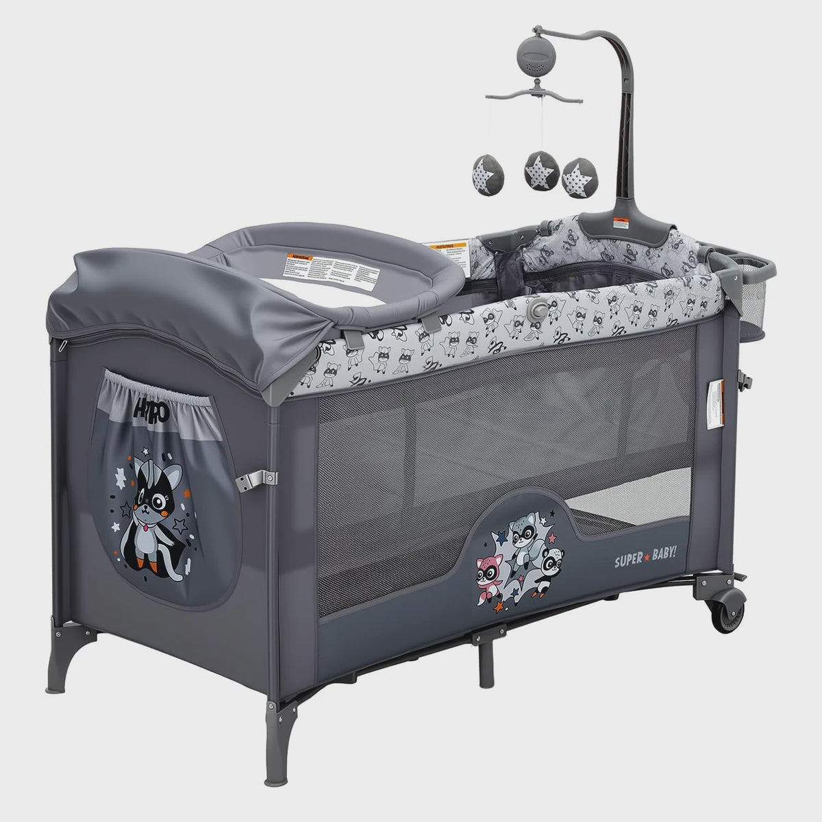 5-in-1 Baby Reiswieg met Commode, Matras en Speelboog - Snel Opvouwbaar