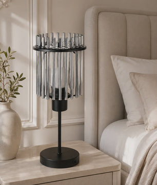 Moderne LED Tafellamp met Glazen Kap - Traploos Dimbaar & USB-C