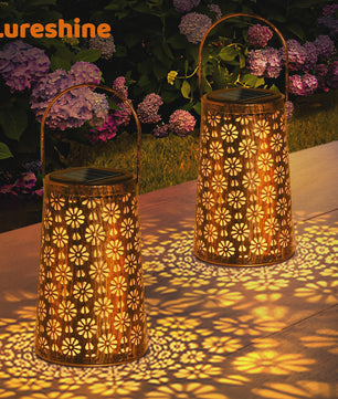 Set Zonne-energie Buitenlantaarns - Decoratieve Metalen Hanglampen voor Tuin, Terras & Pad