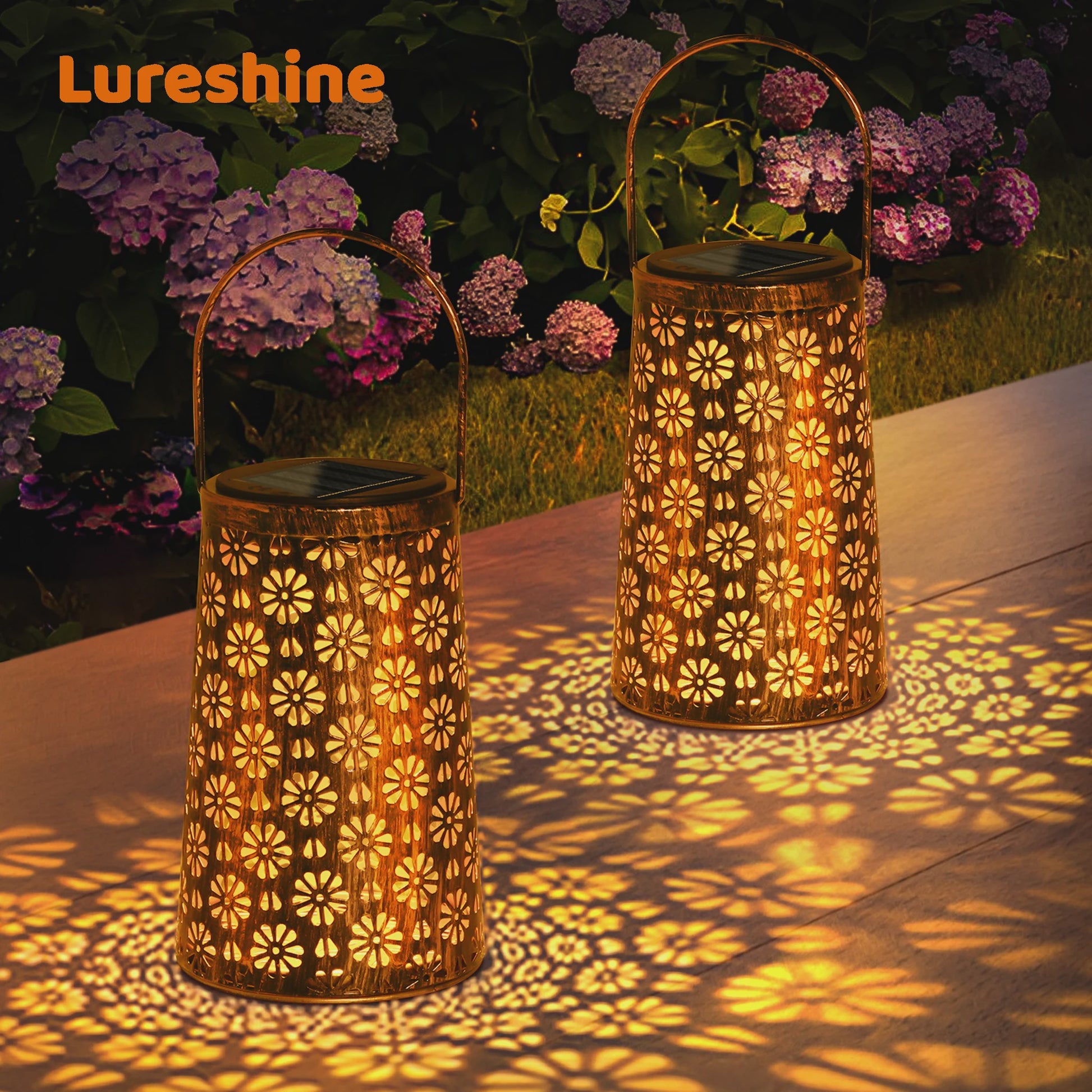 Set Zonne-energie Buitenlantaarns - Decoratieve Metalen Hanglampen voor Tuin, Terras & Pad