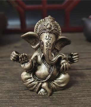 Ganesha Beeldje Bronskleurig - Hindoeïstische God Sculptuur voor Huis & Kantoor Decoratie