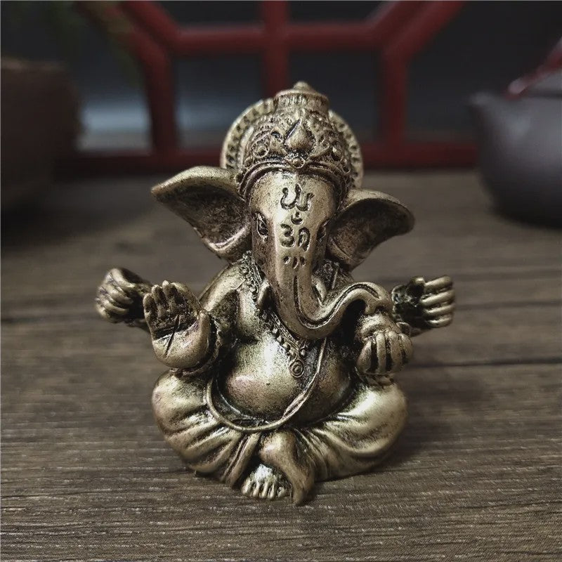 Ganesha Beeldje Bronskleurig - Hindoeïstische God Sculptuur voor Huis & Kantoor Decoratie
