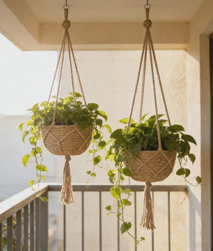 Macramé Plantenhanger - Decoratieve Hangmand voor Binnen & Buiten