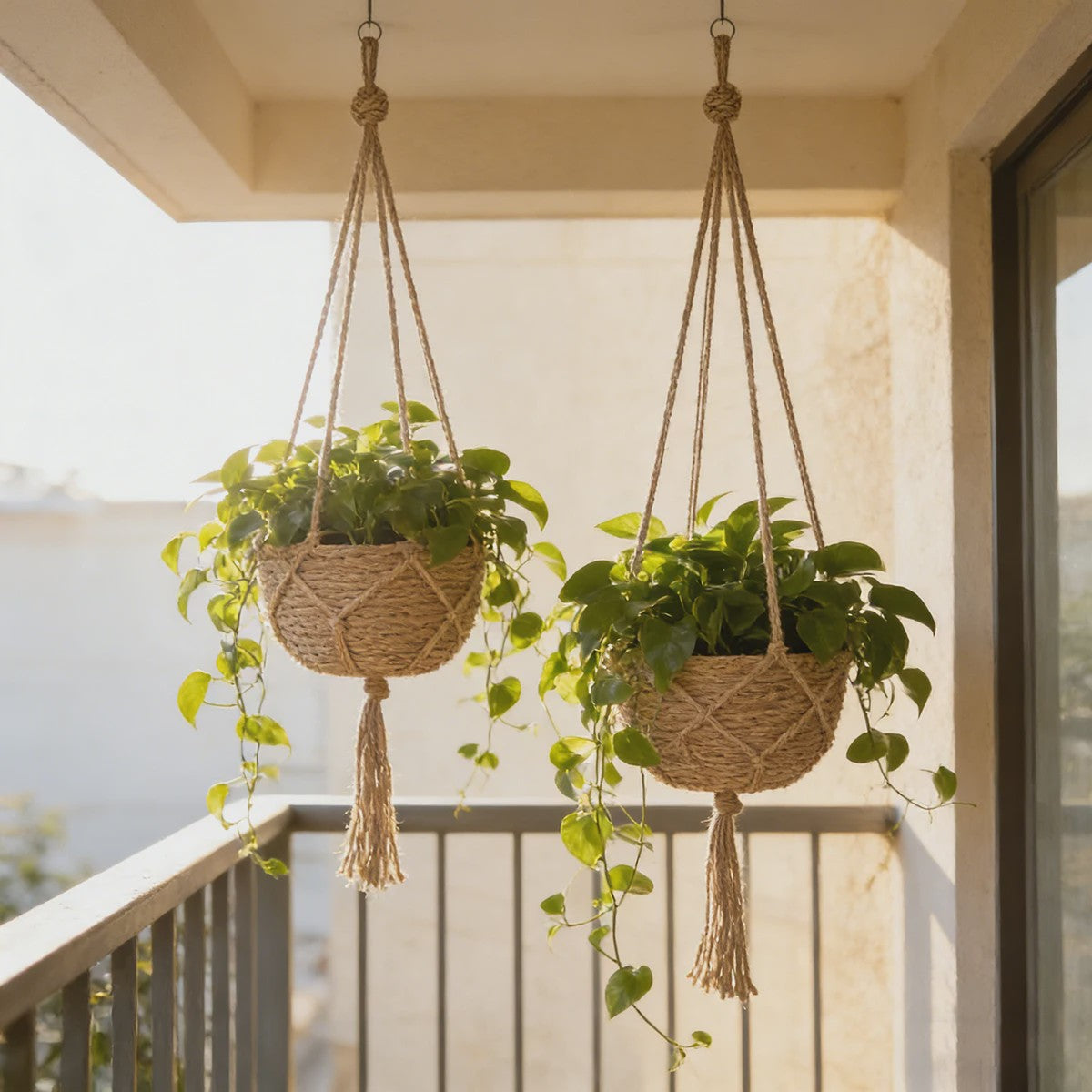 Macramé Plantenhanger - Decoratieve Hangmand voor Binnen & Buiten