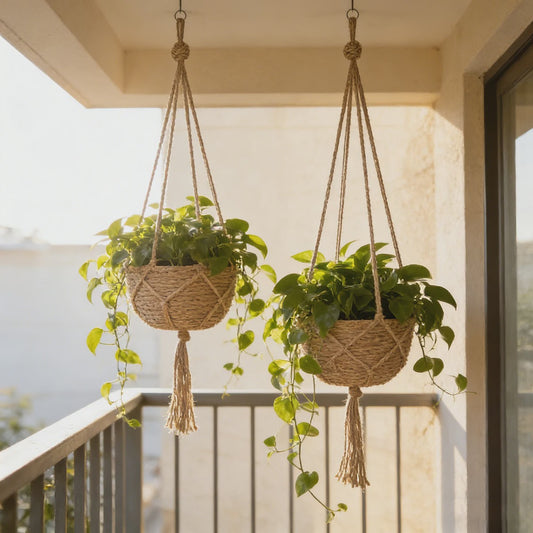 Macramé Plantenhanger - Decoratieve Hangmand voor Binnen & Buiten