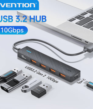 Vention 5-Poorts USB 3.2 Gen2 Hub met 10Gbps Snelheid - USB-A & Type-C Multiport Adapter