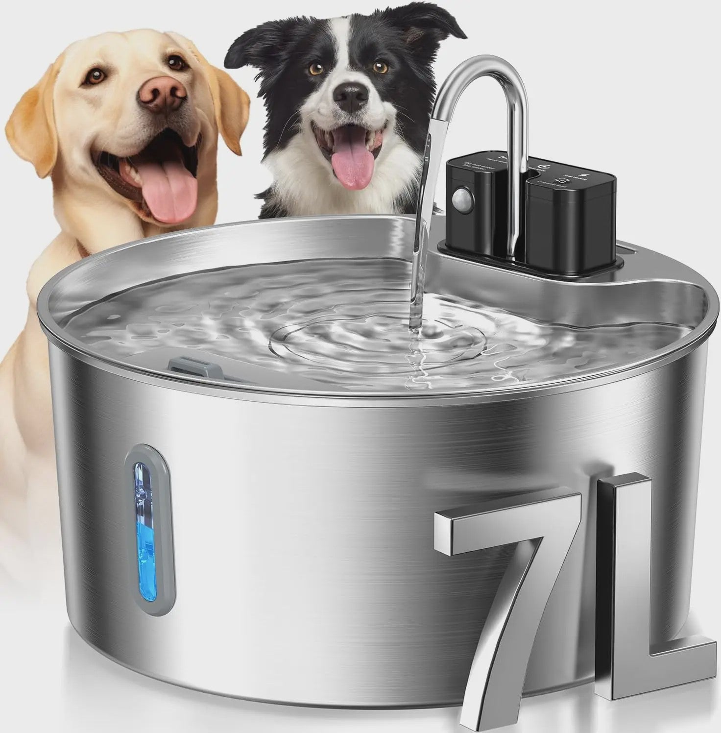 7L Roestvrijstalen Slimme Drinkfontein voor Katten en Honden met Sensor en Oplaadbare Batterij