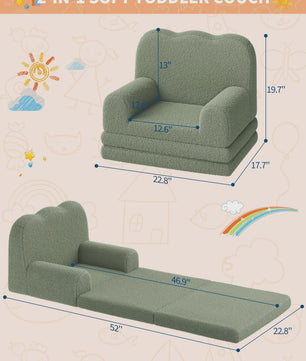 2-in-1 Kinderfauteuil & Sofa: Zacht, Opvouwbaar en Comfortabel Foam Meubel voor Kinderkamer