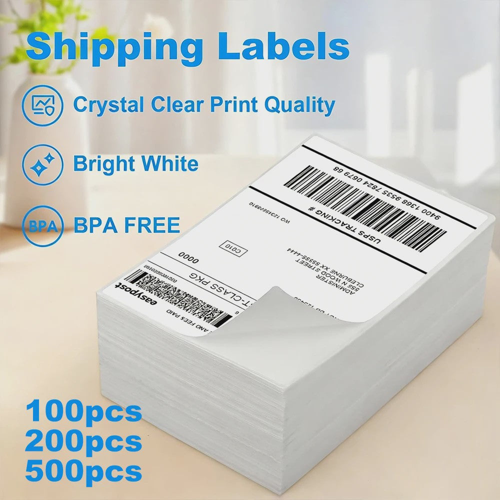 Verzendlabels 10x15cm (4"x6") - Zelfklevend Thermisch Papier voor Labelprinters