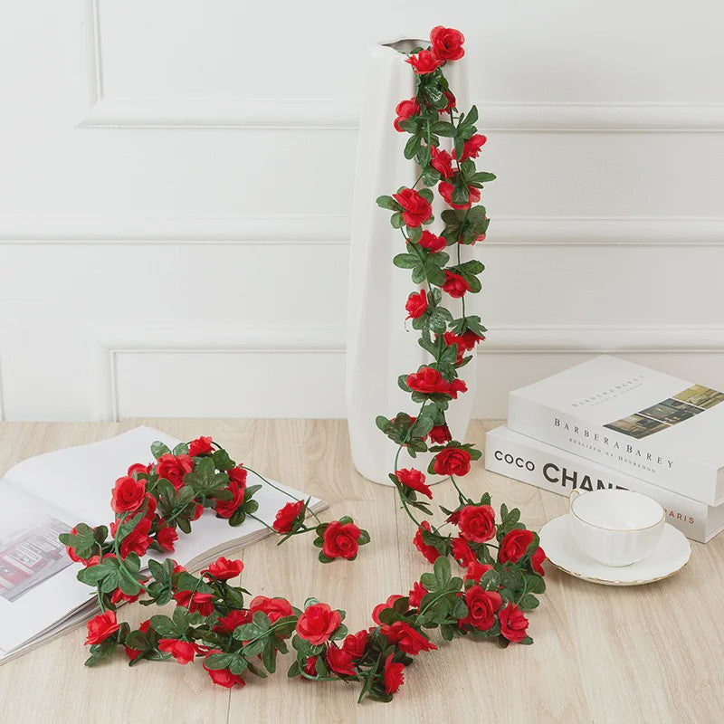 Kunstrozen Garland - Decoratieve Slier met Rozen en Bladeren