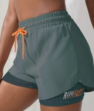 Dames High Waist Yoga Shorts met Ingebouwde Legging - Comfort & Stijl voor Sport