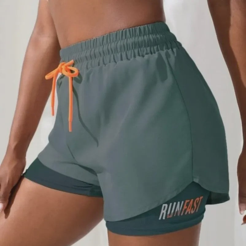 Dames High Waist Yoga Shorts met Ingebouwde Legging - Comfort & Stijl voor Sport