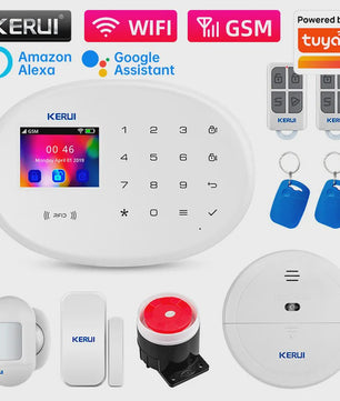 KERUI Tuya Smart Home Alarm Systeem - WiFi GSM Inbraakalarm met Bewegings- en Deursensoren