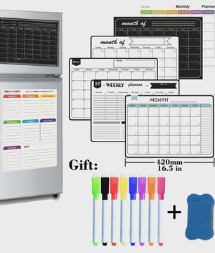 Magnetisch Whiteboard Kalender A3: Maandelijkse & Wekelijkse Planner, Krasvrij & Uitwisbaar voor Koelkast
