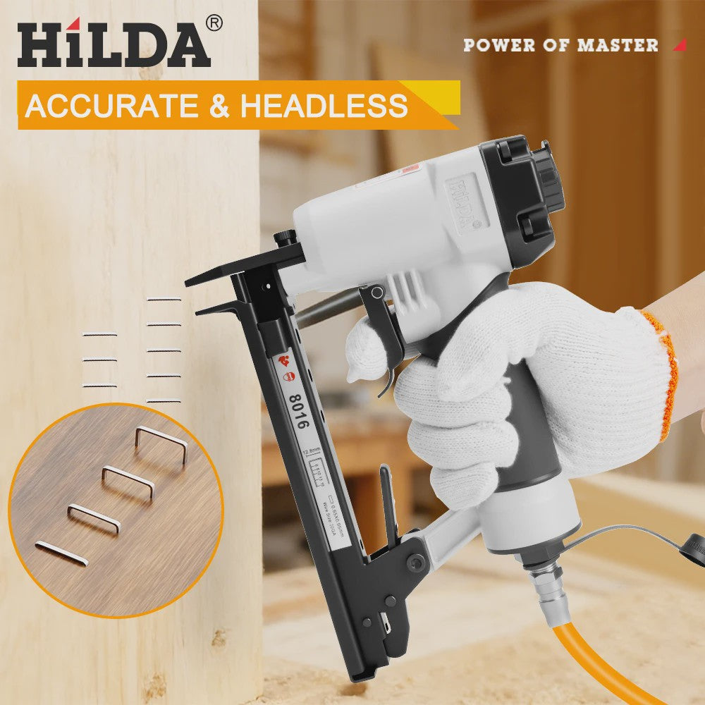 HILDA 8016 Pneumatische Nietmachine - Professionele Tacker voor Houtbewerking & Stoffering