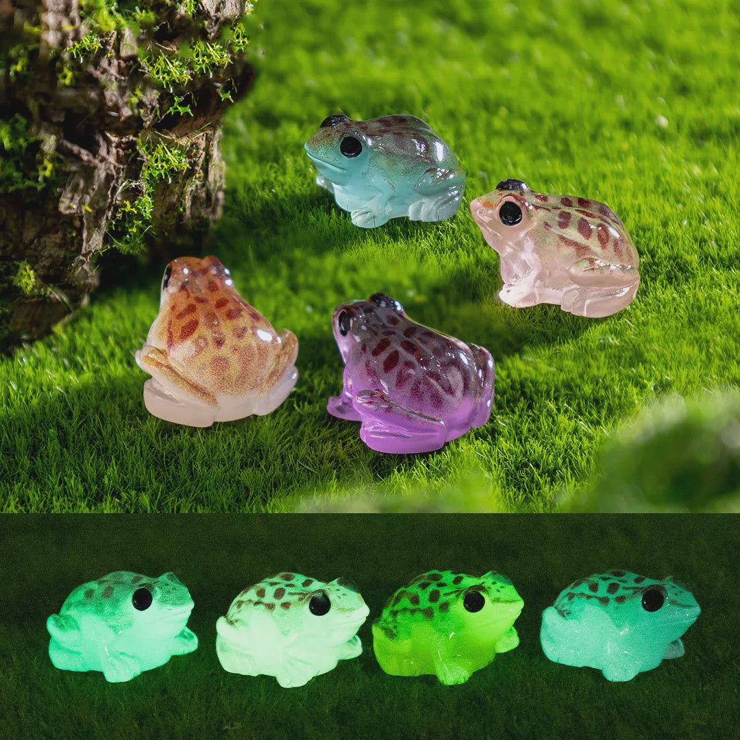 Set van 10 Lichtgevende Mini Kikkers - Glow in the Dark Figuurtjes voor Tuin & Terrarium