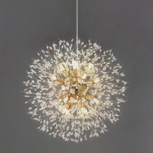 Moderne Kristallen Plafondlamp Ster Vuurbal Dandelion - Sfeervol LED Licht voor Woonkamer & Restaurant