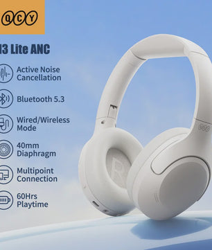 QCY H3 Lite ANC Koptelefoon: Draadloos/Bedraad, 60u Batterij, Bluetooth 5.3, Opvouwbaar, HIFI Geluid
