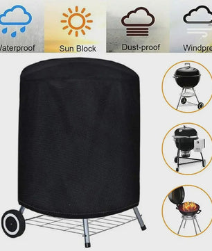 Waterdichte BBQ Hoes Rond Zwart - Heavy Duty 210D Oxford Stof voor Grill, Vuurschaal & Elektrische BBQ