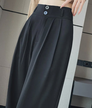 Elegante Wide Leg Pantalon Dames - Hoge Taille Zwart