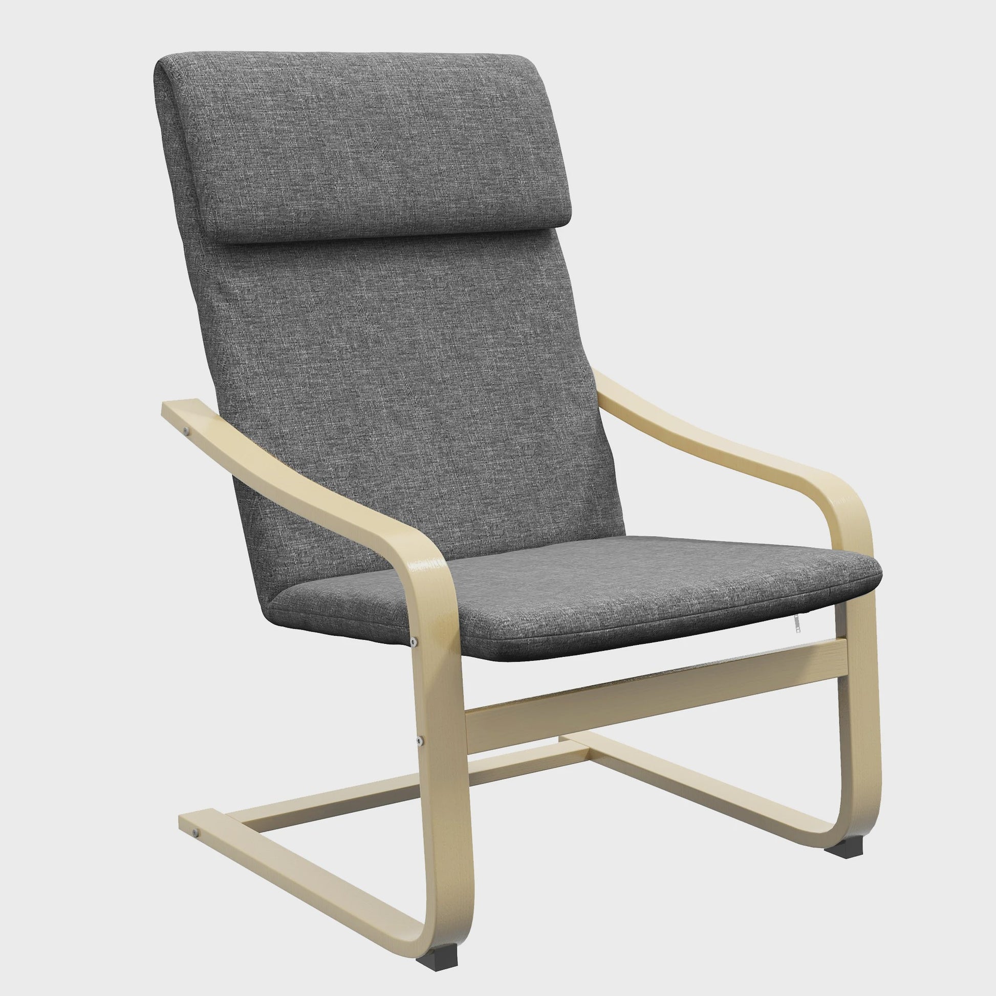 HOMCOM Living Room Armchair with cushion and Incurvated Armrests, Living Room fabric chair for bedroom, 65x79x98 cm, Grey