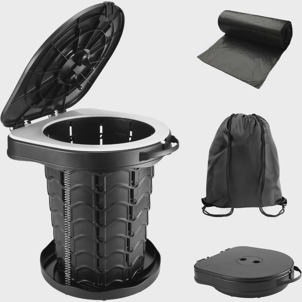 Draagbaar Toilet met Deksel - 180kg Draagvermogen | Ideaal voor Camping, Vissen, Reizen & Noodgevallen
