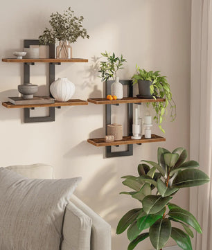 Zwevende Wandplanken Set van 2 - Decoratieve en Functionele Opbergplanken voor Woonkamer, Slaapkamer en Keuken