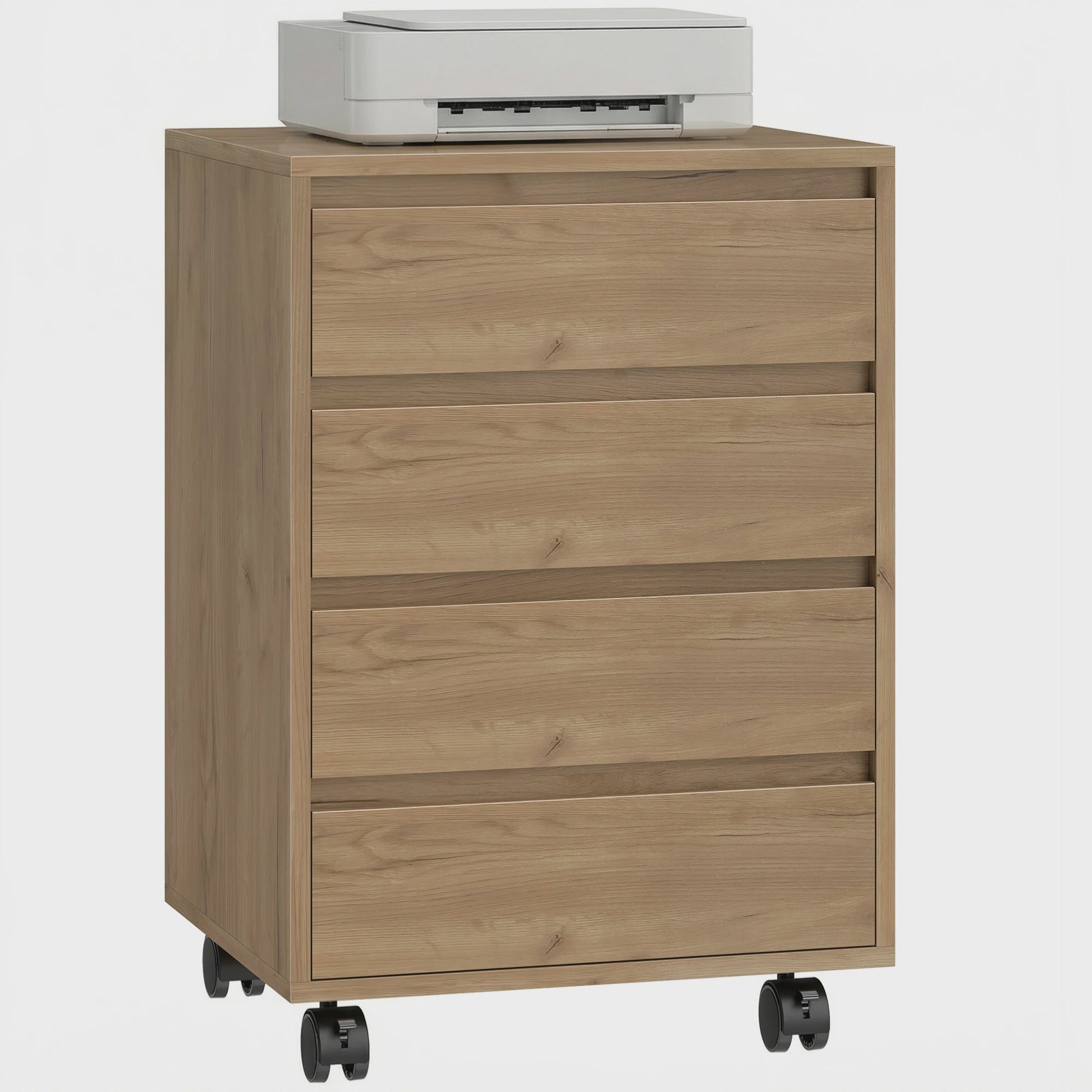 Mobiele Ladekast met 4 Lades - Bureau Ladekast op Wielen - 46x40x65 cm - Bruin