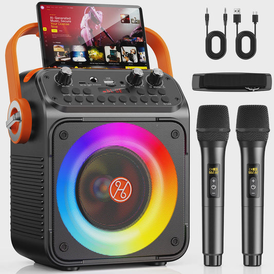 T35 Karaoke Bluetooth Speaker met Dubbele Microfoons en Lichtshow