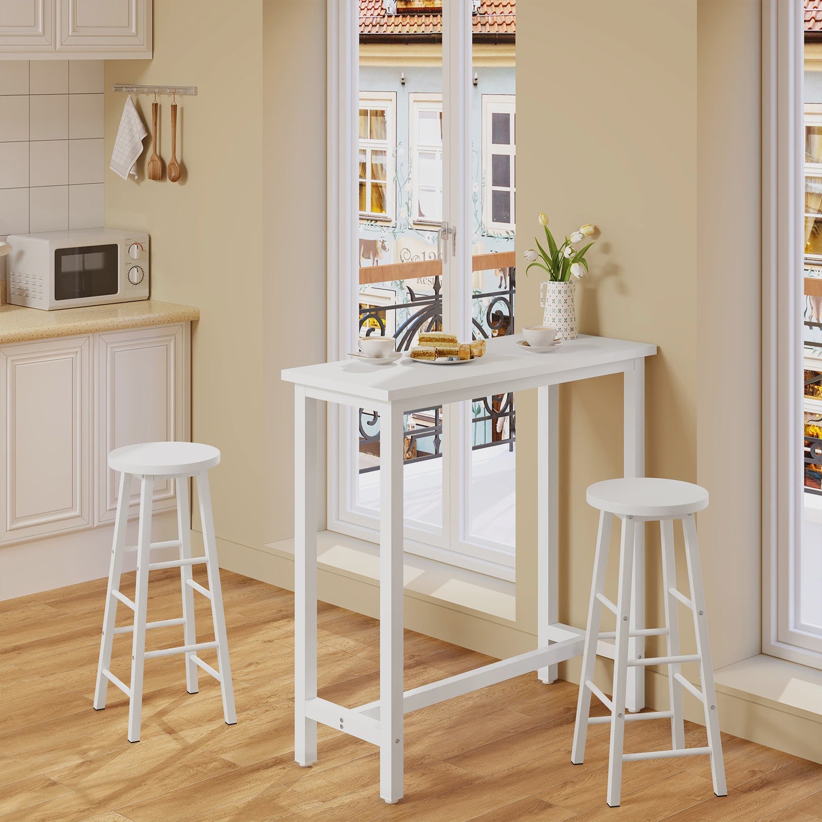 WOLTU Bartafel 100x40x100cm - Stijlvolle Bistro Cocktail Eettafel met Vintage Houtlook