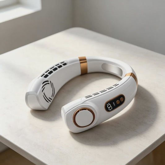 Draagbare Bladloze Nekventilator: USB Oplaadbaar, Stil, 5 Snelheden & LED Display