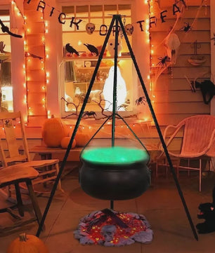 Zwarte Heksenketel met Schedels op Driepoot - Halloween Decoratie