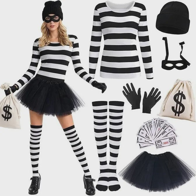 Dames Bankrover Kostuum Set - Halloween, Carnaval & Feest Outfit