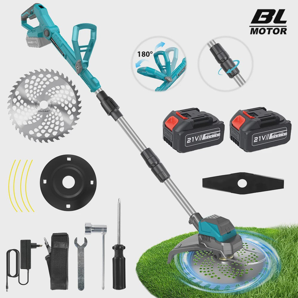 Draadloze Grasmaaier & Trimmer 9-Inch 300W - Telescopisch & Borstelloos