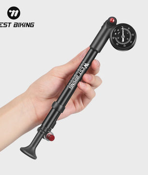 WEST BIKING Hoge Druk Fiets Pomp 300/400PSI met Manometer - Draagbaar voor Voorvork
