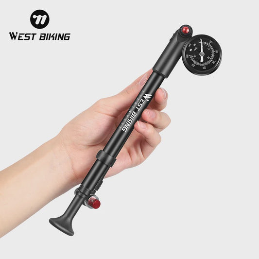 WEST BIKING Hoge Druk Fiets Pomp 300/400PSI met Manometer - Draagbaar voor Voorvork