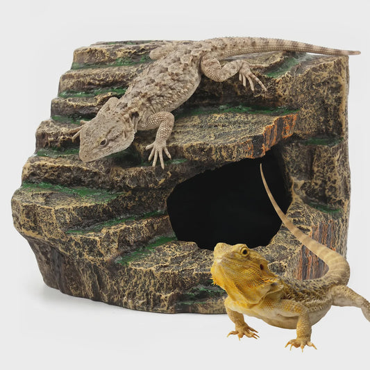 Decoratieve Reptielen Grot & Basking Platform - Hars Ornament voor Aquarium en Terrarium
