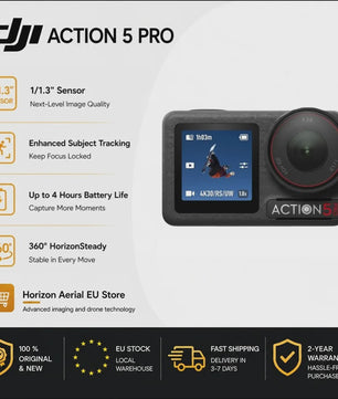 DJI Osmo Action 5 Pro Action Camera - 4K 120FPS, 40MP, Dual Screen, HorizonSteady
