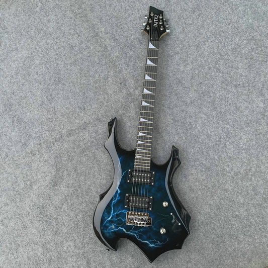 Elektrische Gitaar met Bliksemprint - Eye-Catcher voor Rockmuzikanten, Inclusief Pro Setup