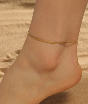 Minimalistische Slangenketting Anklet - Roestvrij Staal Goudkleurig