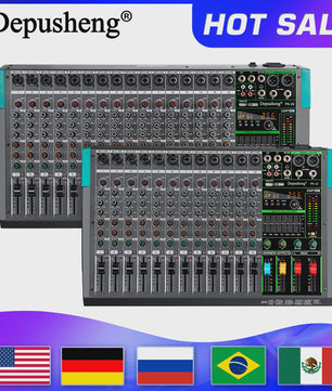 Depusheng PA Serie Audio Mixer Console: 6-16 Kanalen, USB, 48V Phantom Power & 256 DSP Effecten