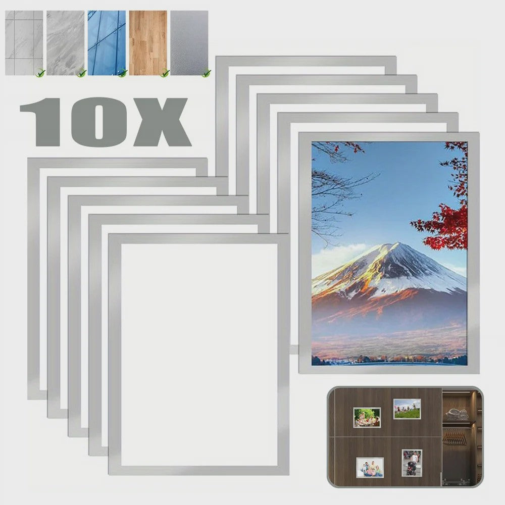 10x Zelfklevende Magnetische Fotolijsten A4 - Flexibel & Herpositioneerbaar