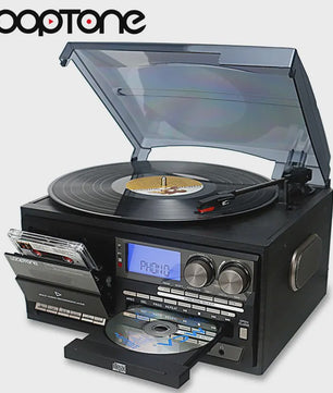 LoopTone Vintage 3-in-1 Platenspeler met Bluetooth, CD, Cassette, Radio & USB Opname
