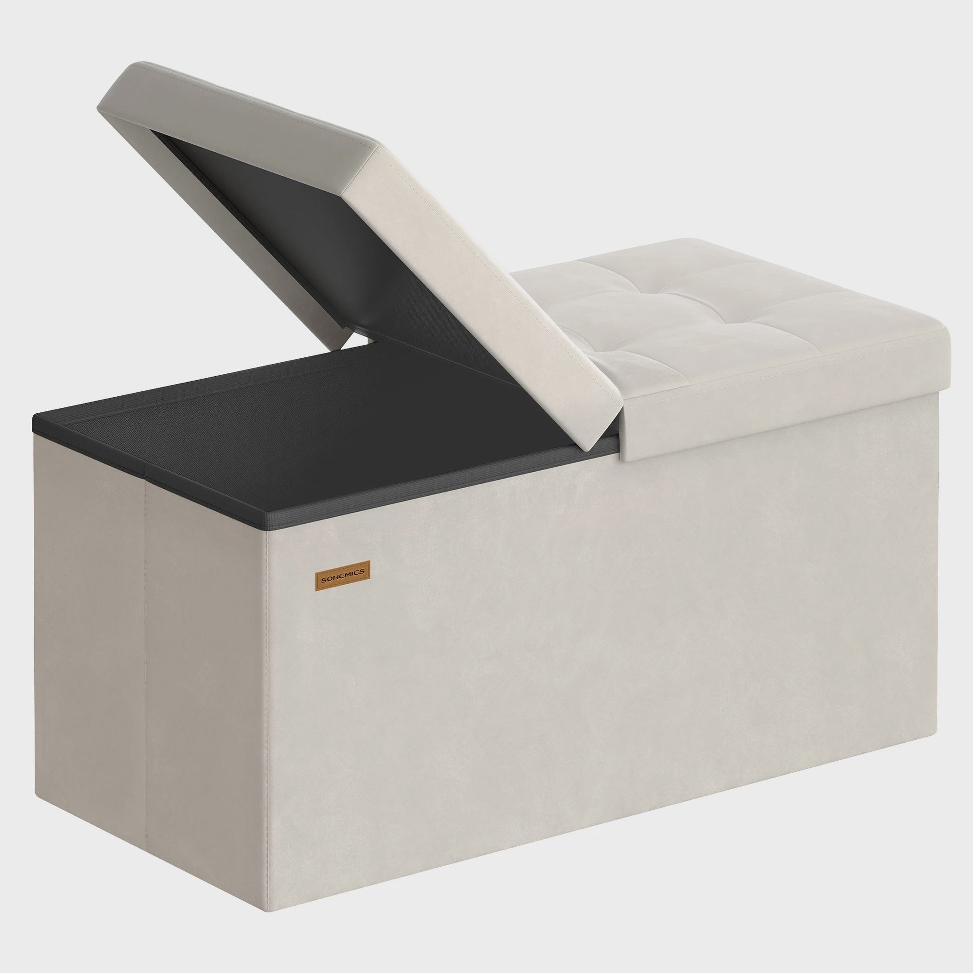 SONGMICS Opbergbank met Deksel - Velvet Zetel & Opbergruimte 76x38x38 cm