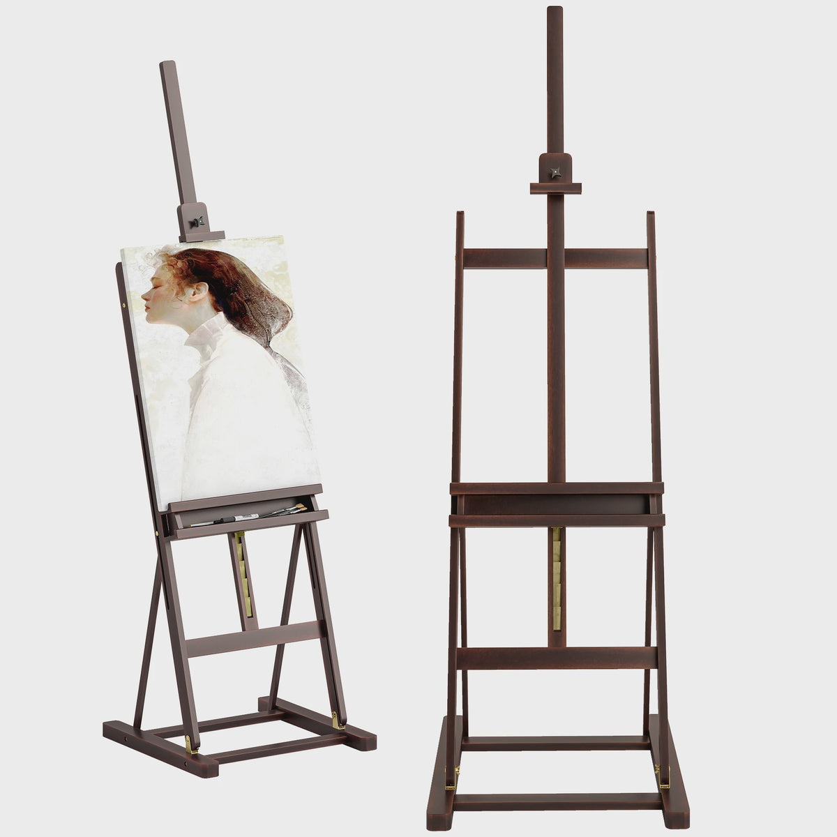 Vinsetto Houten Schildersezel - Verstelbare Hoogte 171-230cm, Kantelbaar tot 80°, Met Opbergvak