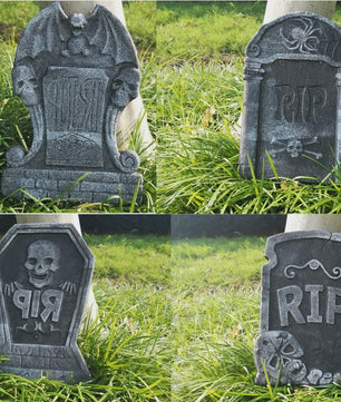 4x Halloween Grafsteen Decoratie - RIP Schedel Grafsteen voor Tuin & Feest