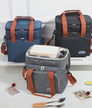 Moderne Lunchtas met Grote Capaciteit - Dubbele Isolatie & Crossbody Draagband